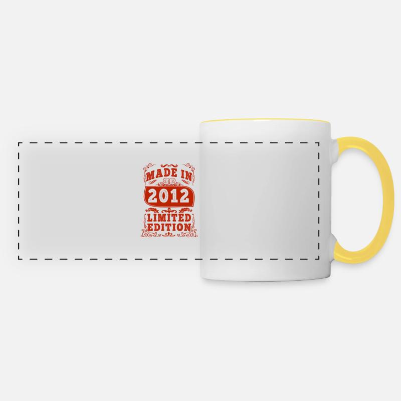 2012 Birthday 2012 Born In 2012 Birthday - Panoramic Mug - white/yellow