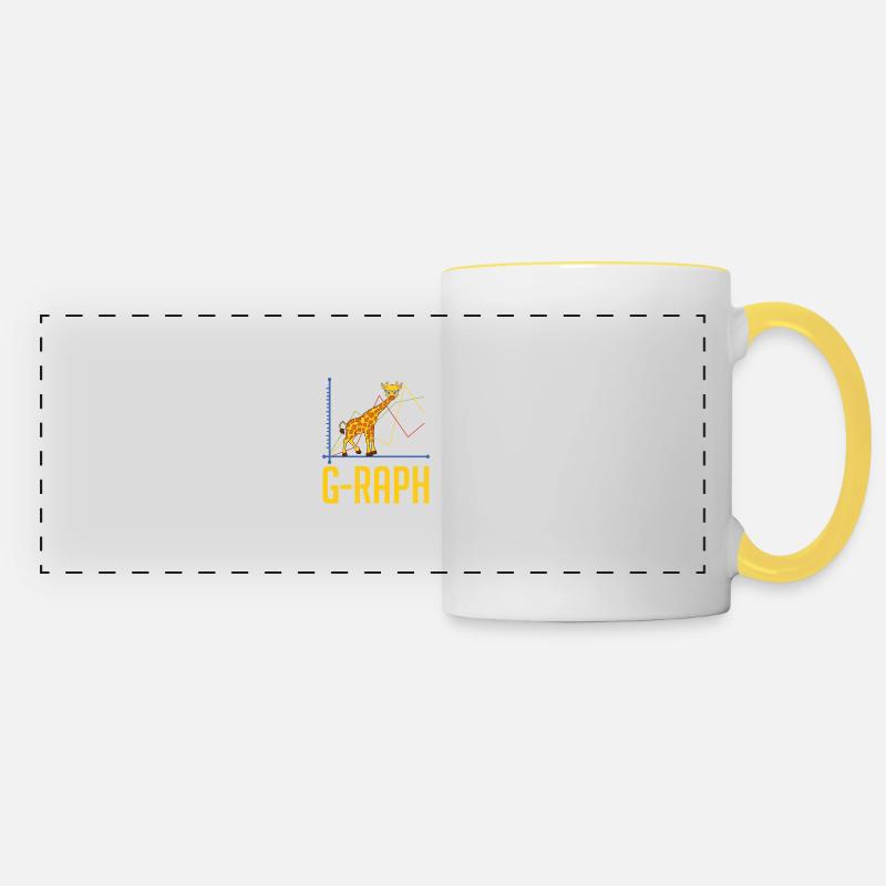 Giraffe Themed Top For Zoo Goers "G-raph" T-shirt - Panoramic Mug - white/yellow
