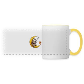 Sloth Angler Moon Pizza Space - Panoramic Mug - white/yellow - Front