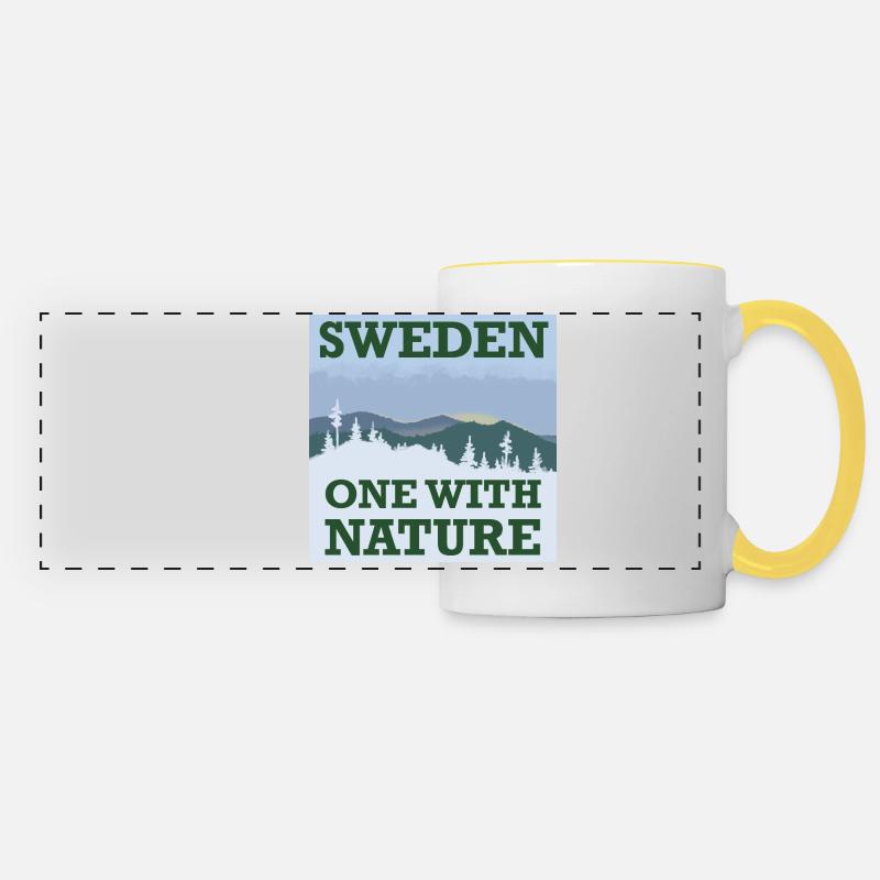 One with nature. - Panoramic Mug - white/yellow