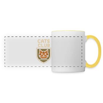 Pixel Art Cat Club Emblem - Panoramic Mug - white/yellow - Front