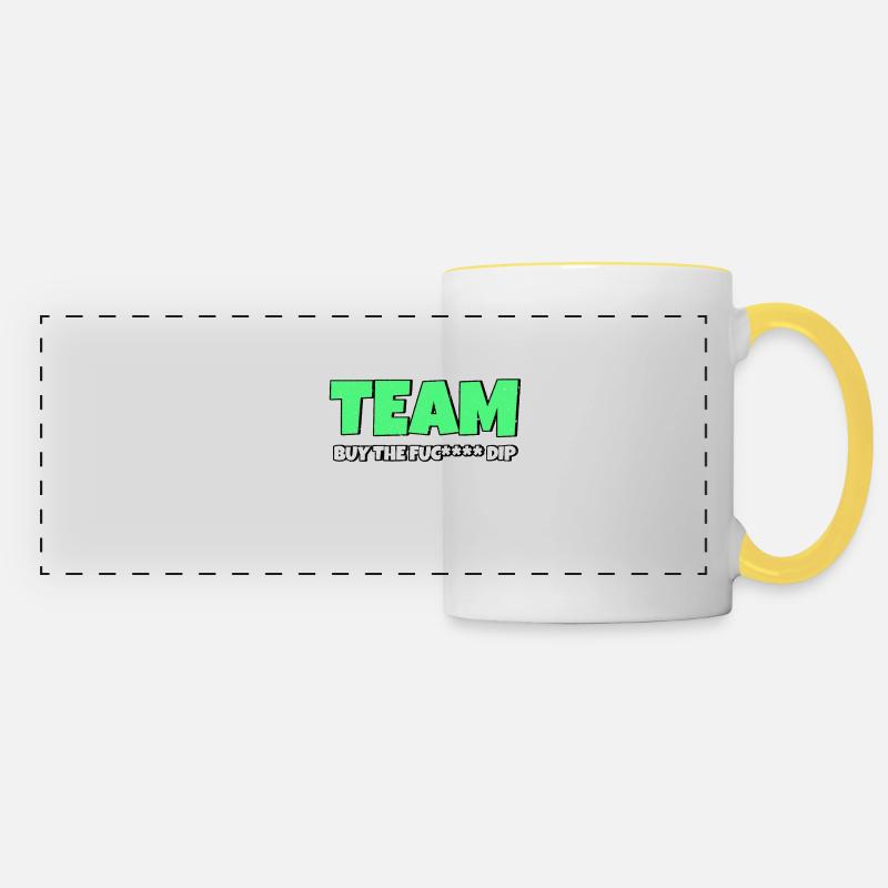 Team BTFD Acheter The Dip Crypto Stonk Meme Funny - Mug panoramique contrasté et blanc - blanc/jaune