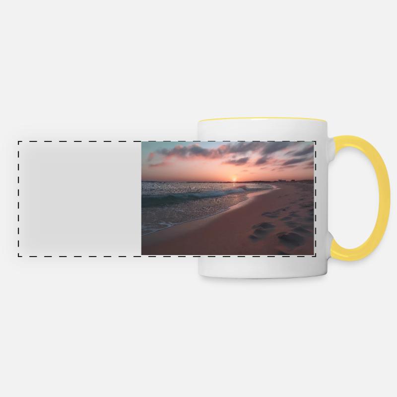 Beach Sunset - Panoramic Mug - white/yellow