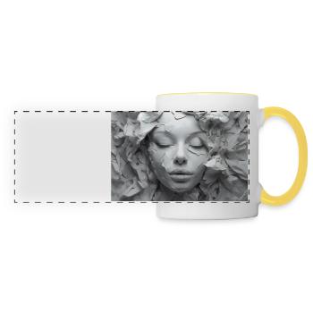 Femme timide - Mug panoramique contrasté et blanc - blanc/jaune - Devant
