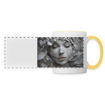 Femme timide - Mug panoramique contrasté et blanc - blanc/jaune - Devant