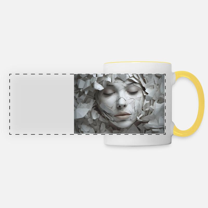 Shy woman - Panoramic Mug - white/yellow