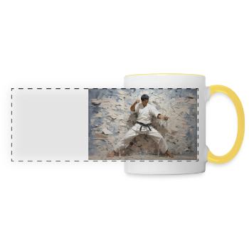 Karaté Fighter Karaté Kämpfer - Mug panoramique contrasté et blanc - blanc/jaune - Devant