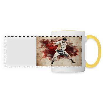 Karaté Combattant Karaté Kämpfer - Mug panoramique contrasté et blanc - blanc/jaune - Devant