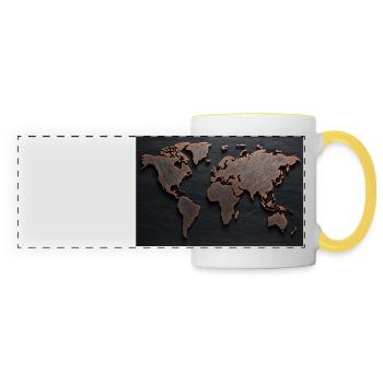 Carte du monde - Mug panoramique contrasté et blanc - blanc/jaune - Devant