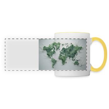 Carte du monde - Mug panoramique contrasté et blanc - blanc/jaune - Devant