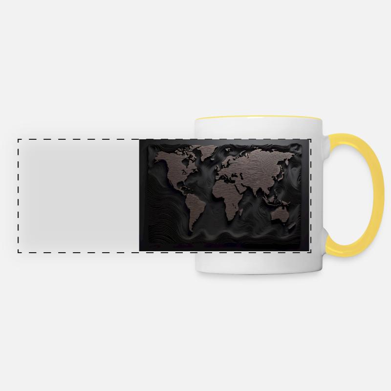World Map Vintage - Panoramic Mug - white/yellow