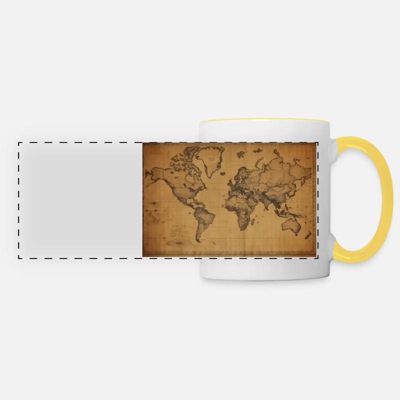 World Map Vintage - Panoramic Mug - white/yellow