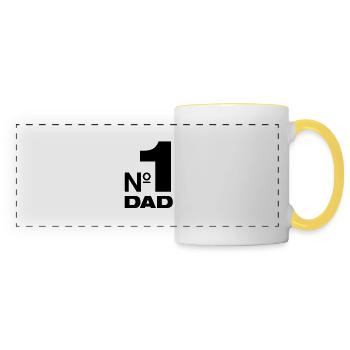 Number 1 Dad Best Father Papa Dad Parents Children - Panoramic Mug - white/yellow - Front