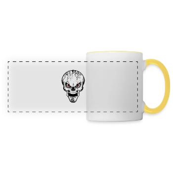 skull grunge style - Panoramic Mug - white/yellow - Front