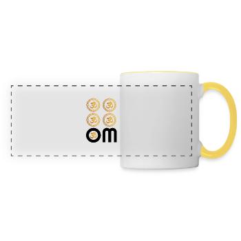 Or OM, Om, Om hindou, Symbole Om, Yoga, OM - Mug panoramique contrasté et blanc - blanc/jaune - Devant