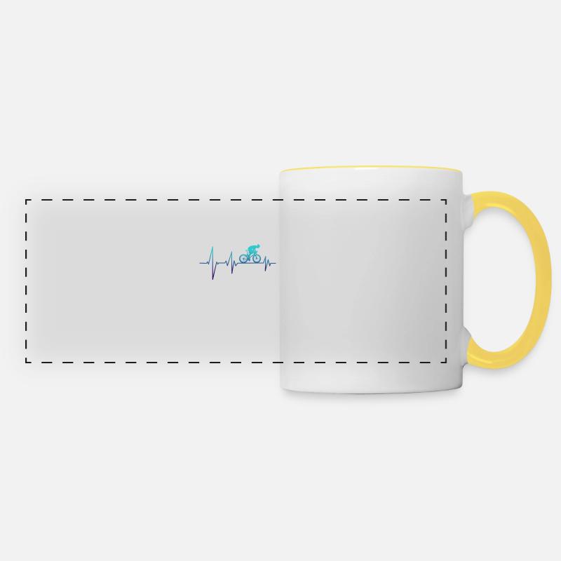 Cyclist Bicycle Heartbeat - Panoramic Mug - white/yellow
