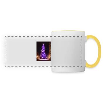 Sapin de Noël violet - Mug panoramique contrasté et blanc - blanc/jaune - Devant