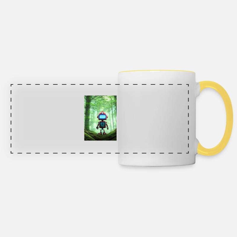 Little Robot in the Forest - Panoramic Mug - white/yellow