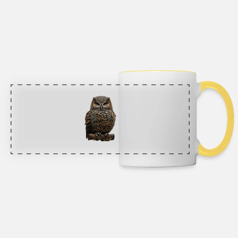 Owl V - Panoramic Mug - white/yellow