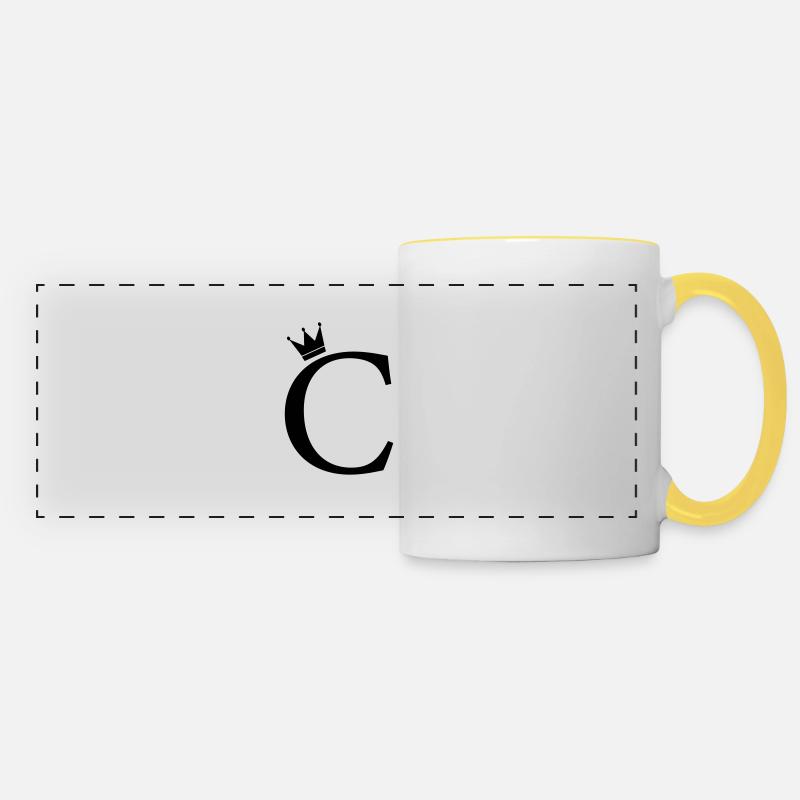 C monogram crown - Panoramic Mug - white/yellow