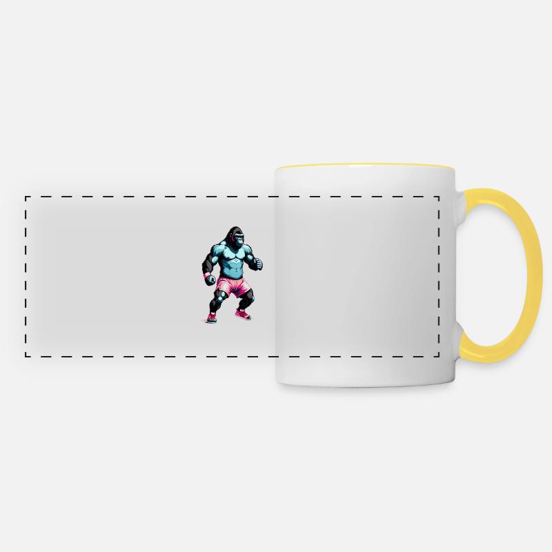 Boxe Boxeur Gorille - Mug panoramique contrasté et blanc - blanc/jaune