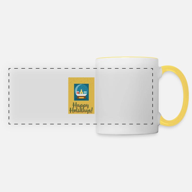 Snow around the globe - Panoramic Mug - white/yellow