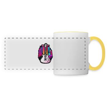 Rock n roll / Guitare / Musique / Instrument - Mug panoramique contrasté et blanc - blanc/jaune - Devant