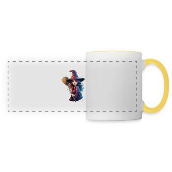 Witch / Magic / Witch Ritual / Fairy Tale / Spell - Panoramic Mug - white/yellow - Front