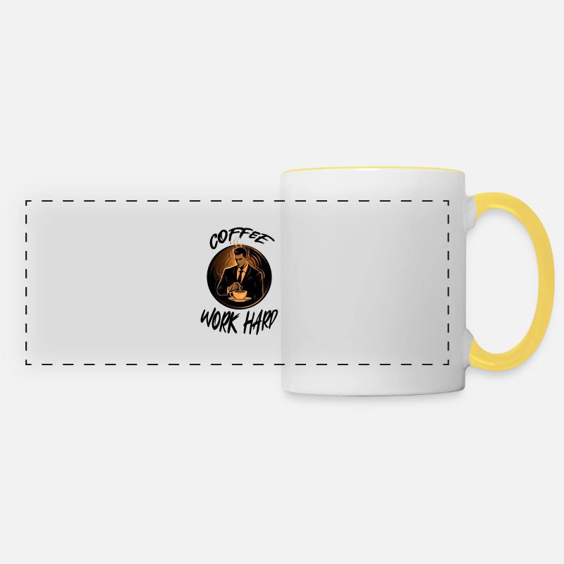 Coffee Work Hard Coffee at Work Motivation - Panoramic Mug - white/yellow