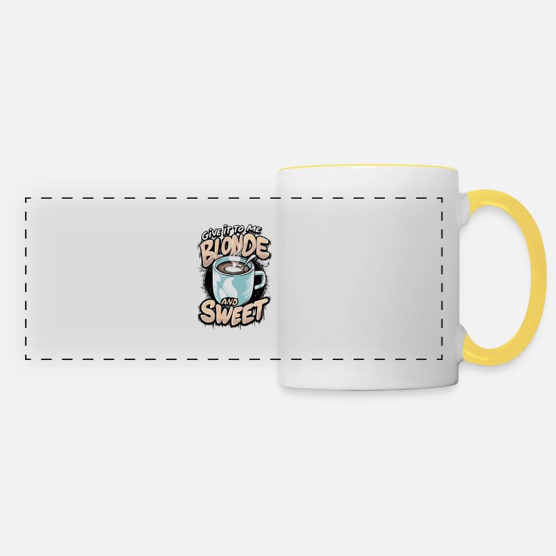 Coffee with milk and sugar - Panoramic Mug - white/yellow