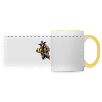 Scarecrow / Harvest Worker / Corn Field / Field - Panoramic Mug - white/yellow - Front