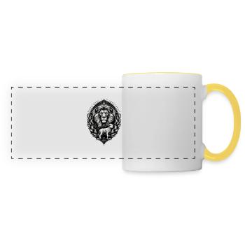 Vêtements Chrétiens Lion et Agneau - Mug panoramique contrasté et blanc - blanc/jaune - Devant