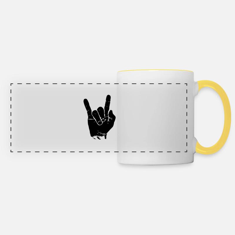 ROCK HAND \m/ - Panoramic Mug - white/yellow