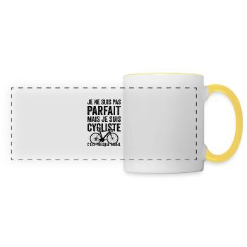 pas parfait mais cycliste, cyclisme, vélo - Mug panoramique contrasté et blanc - blanc/jaune - Devant