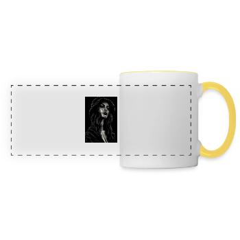 Jeu d’ombres de l’élégance - Mug panoramique contrasté et blanc - blanc/jaune - Devant