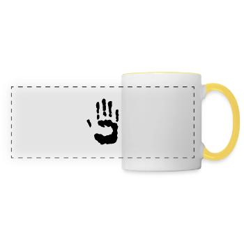 trace de main - Mug panoramique contrasté et blanc - blanc/jaune - Devant