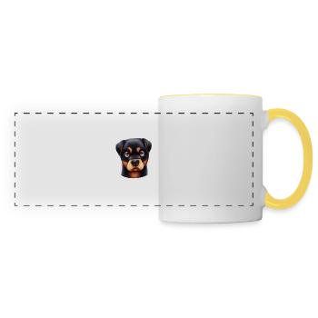 Charming Rottweiler Gaze - Panoramic Mug - white/yellow - Front