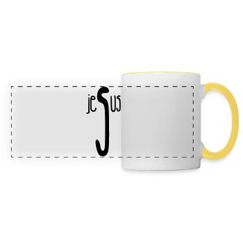 Jesus / Christianity / Catholic - Panoramic Mug - white/yellow - Front