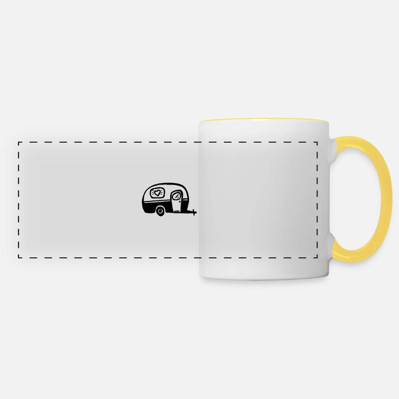 Camper Tents Gift Caravan Camping Camping - Panoramic Mug - white/yellow