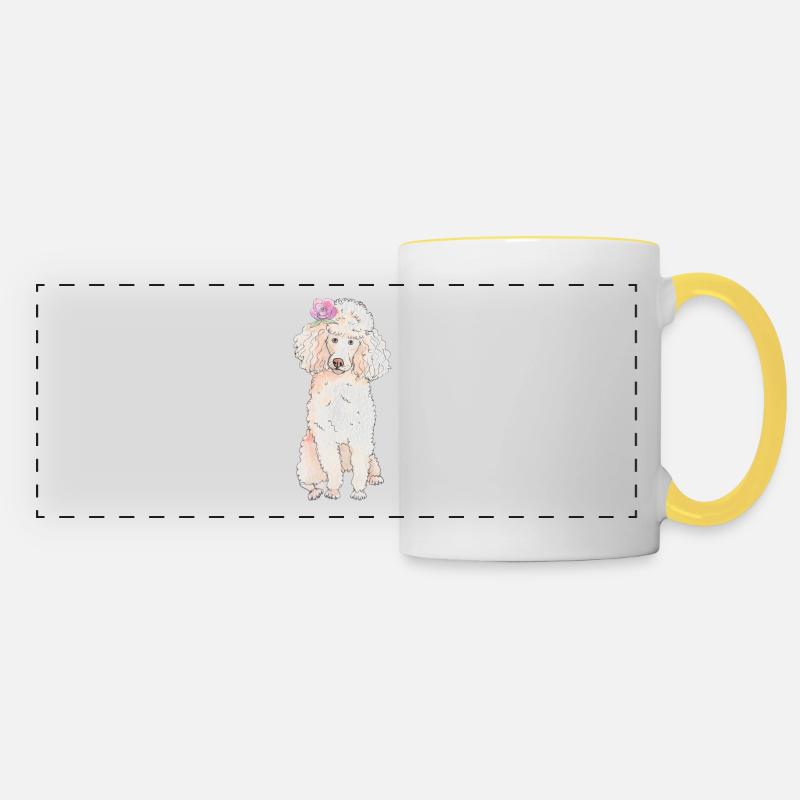 Poodle with flower - Panoramic Mug - white/yellow