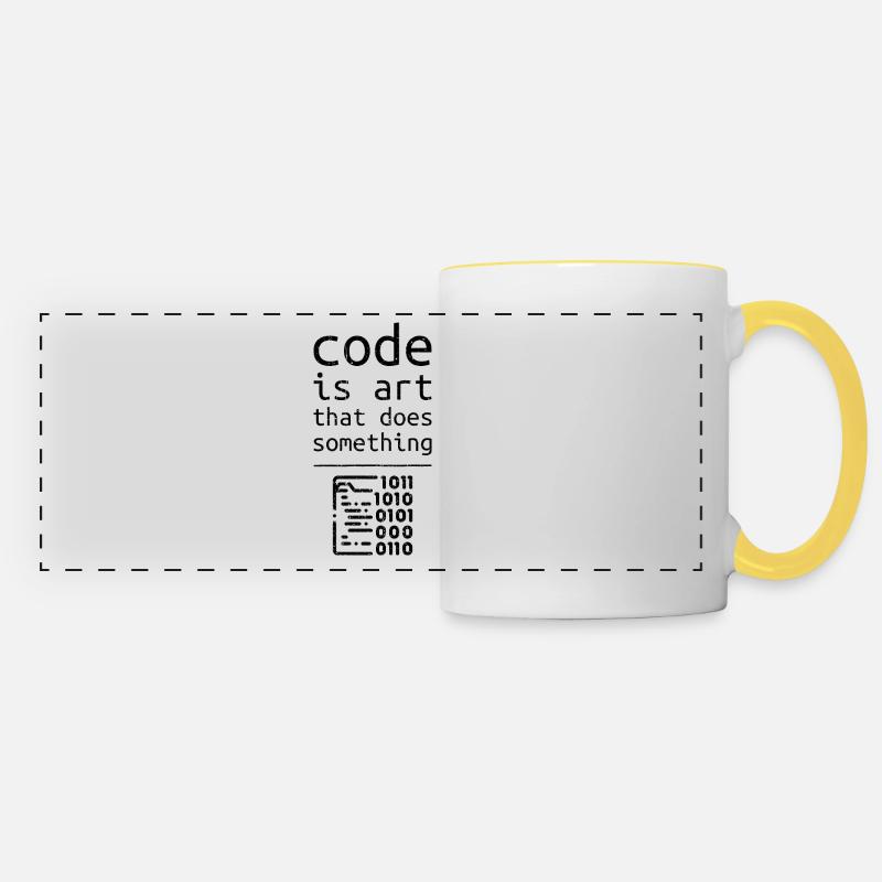 Code coder developer programmer gift - Panoramic Mug - white/yellow