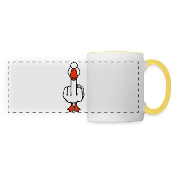 Goose Middle Finger Rebel Sarcastic Insult - Panoramic Mug - white/yellow - Front