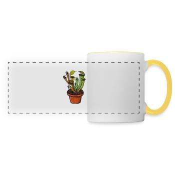 Plantes carnivores leurres mouche - Mug panoramique contrasté et blanc - blanc/jaune - Devant