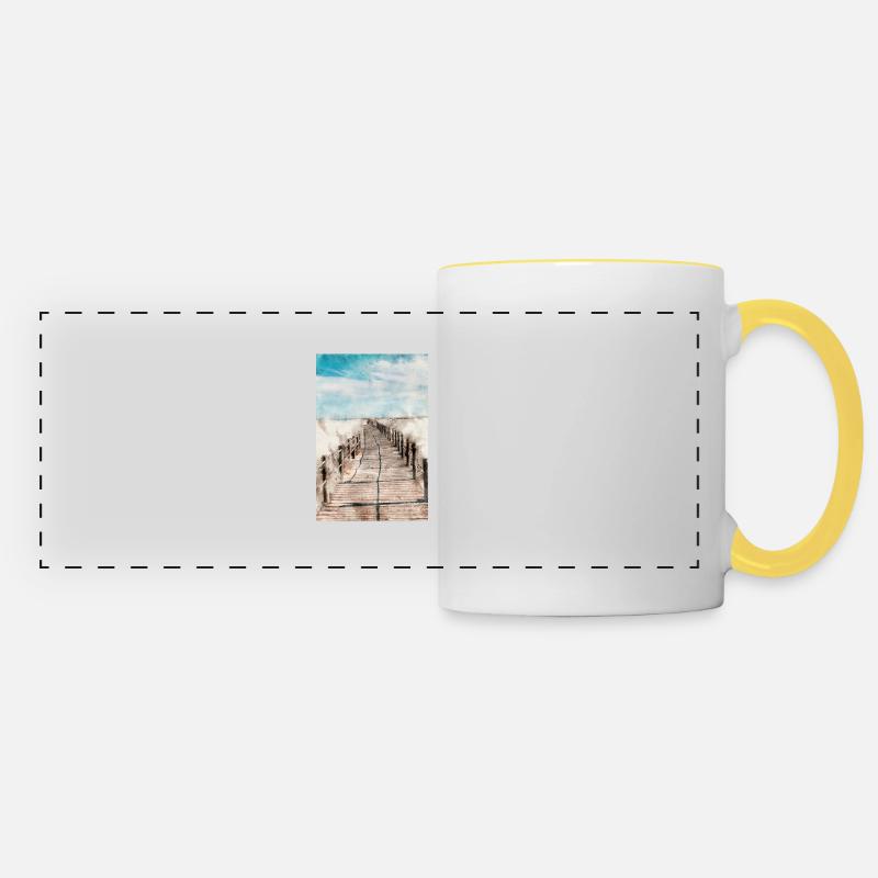 Affiche plage - Mug panoramique contrasté et blanc - blanc/jaune