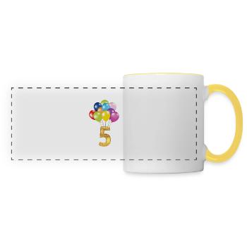 5 children birthday happy birthday - Panoramic Mug - white/yellow - Front