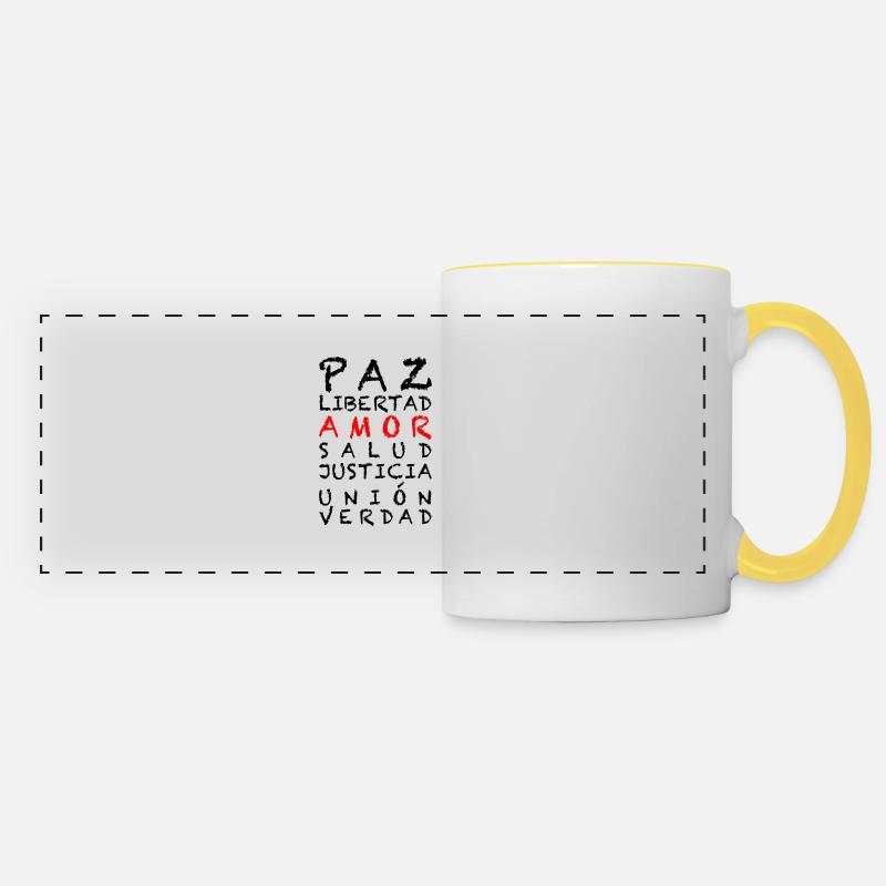 4 LIBERTÉ Español - Mug panoramique contrasté et blanc - blanc/jaune