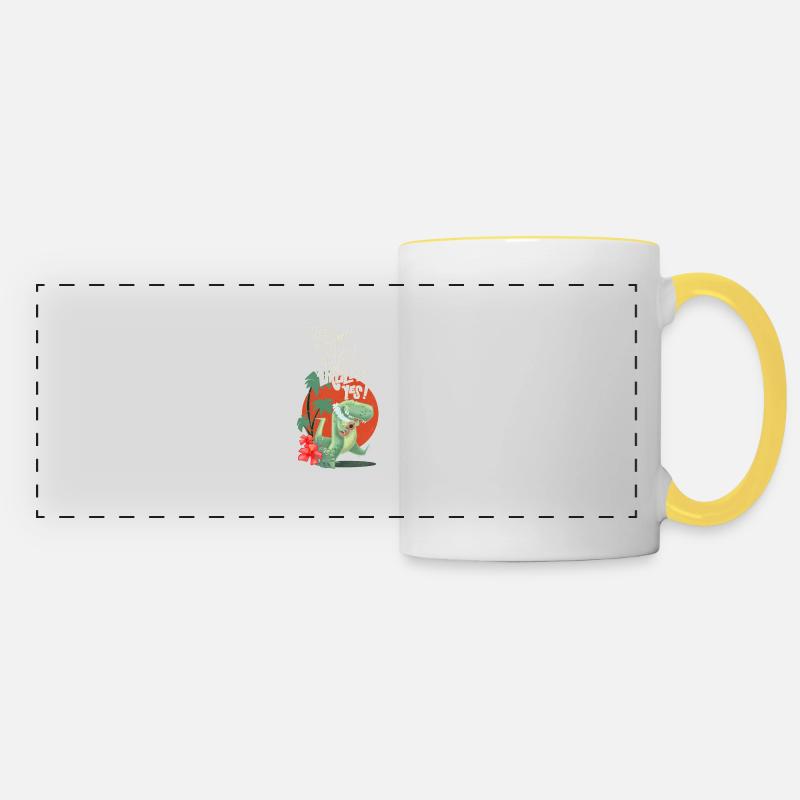 Ukulélé trex - Mug panoramique contrasté et blanc - blanc/jaune