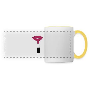 Popart Lippen Lippenstift Geschenk - Panoramatasse - Weiß/Gelb - Vorne