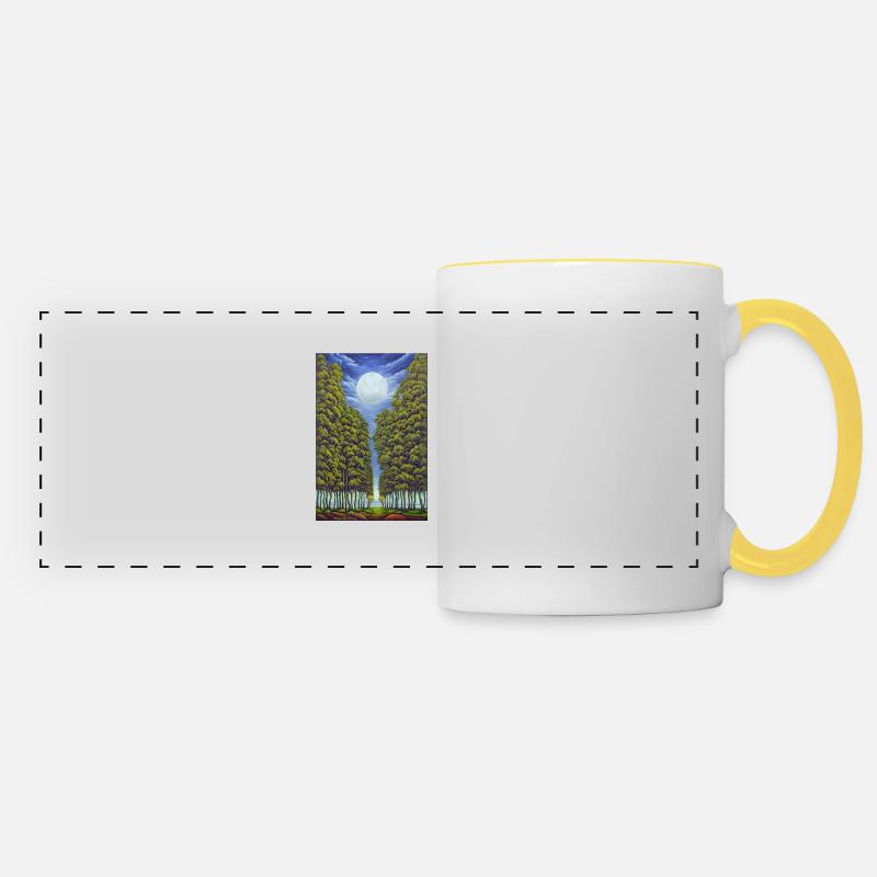 Avenue with moon - Panoramic Mug - white/yellow