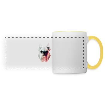 Polygon Design Bulldogge Tierkopf farbig - Panoramatasse - Weiß/Gelb - Vorne